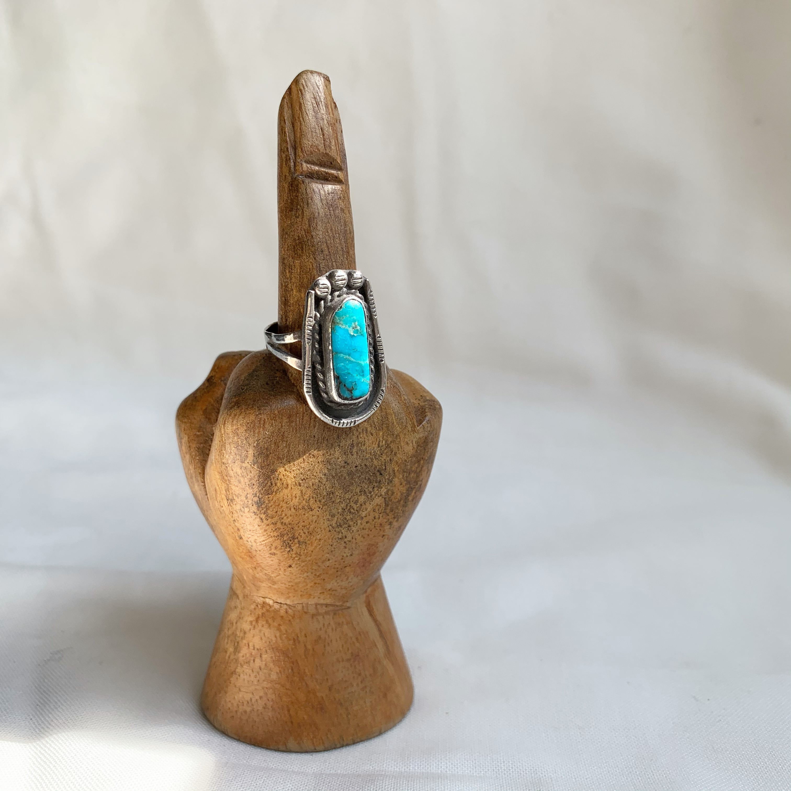 OLD INDIAN JEWELRY NAVAJO STERLING SILVER TURQUOISE RING