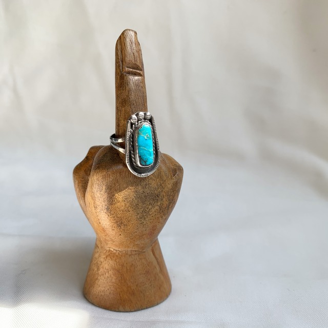 OLD INDIAN JEWELRY NAVAJO STERLING SILVER TURQUOISE RING インディアンジュエリー ナバホ族 リング