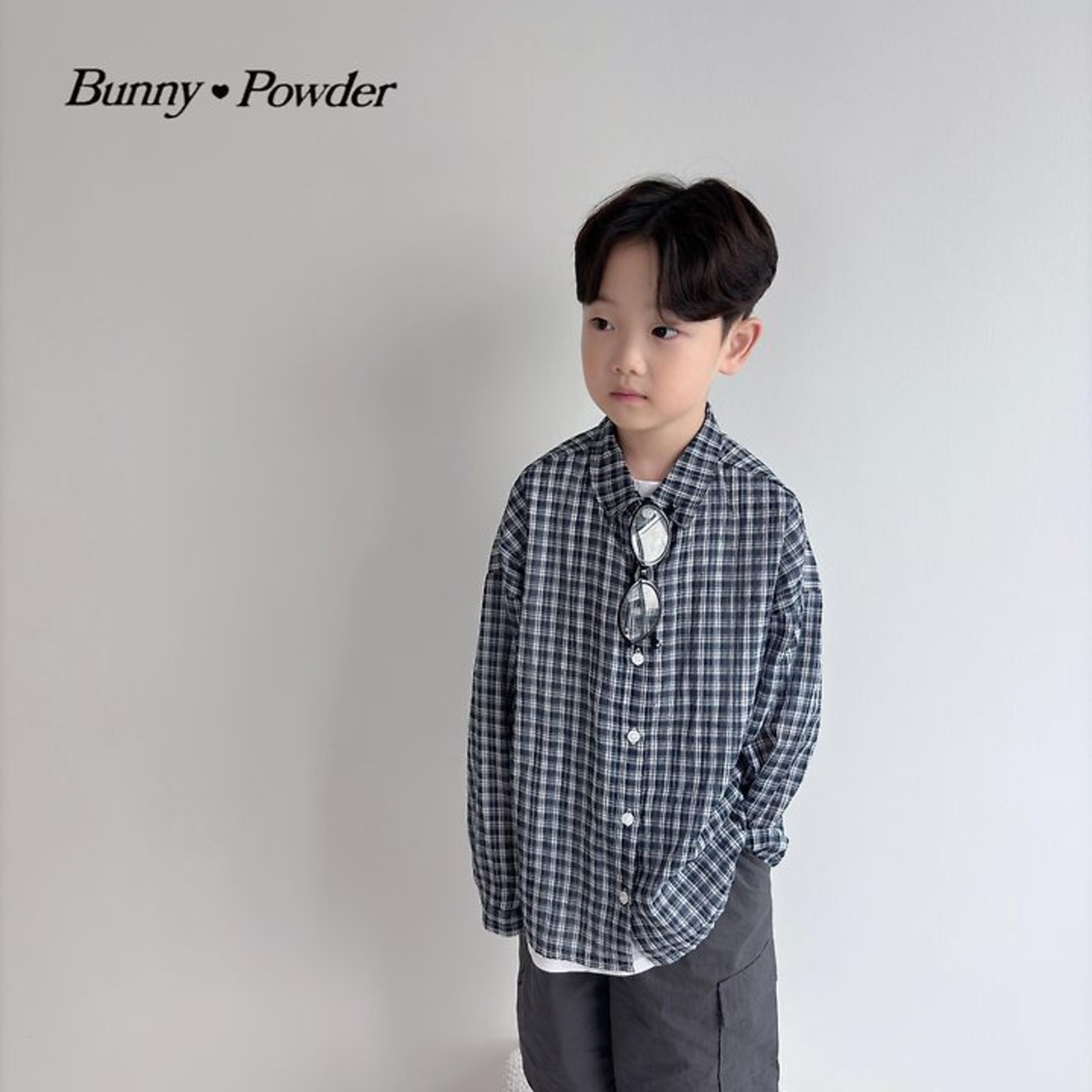[Bunny Powder] Feature) Milk Check Shirt (2XL/3XL/4XL) / [버니파우더] 기획)밀크체크남방 (2XL/3XL/4XL)