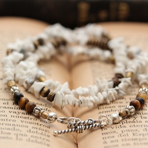 ＊howlite＆tigereyes3Rapブレスレット