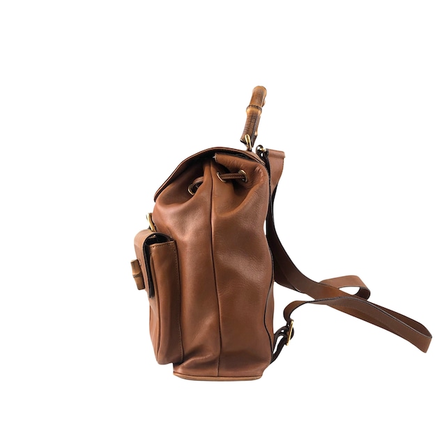 GUCCI グッチ バンブー バックパック ブラウン ターンロック レザー ダブルポケット リュック vintage ヴィンテージ オールド sdazp3