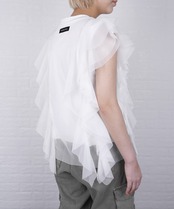 チュールフリルドッキングTシャツ (WHITE)　CQ-46109H