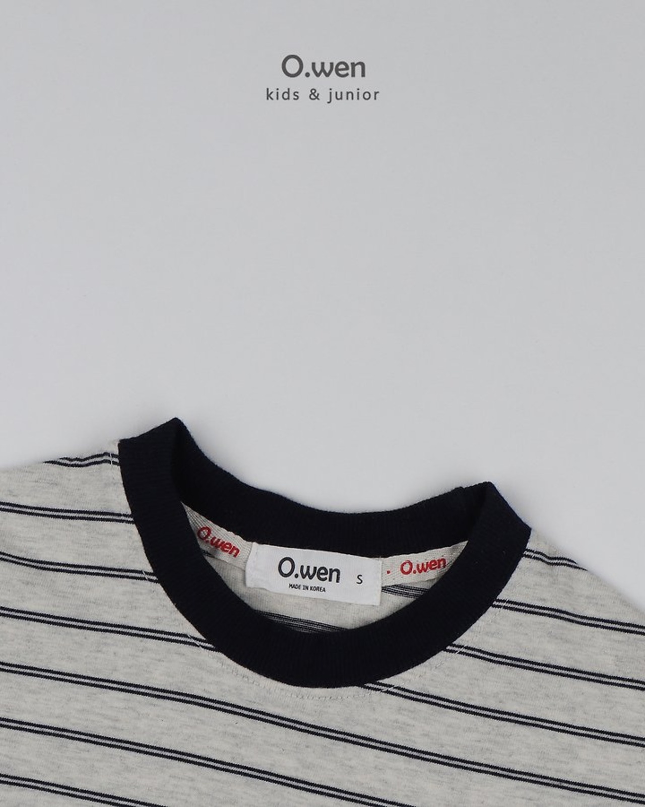 [O.wen] Mention Stripe Short Sleeve T-shirt / [오웬] 멘션스트라이프반팔티