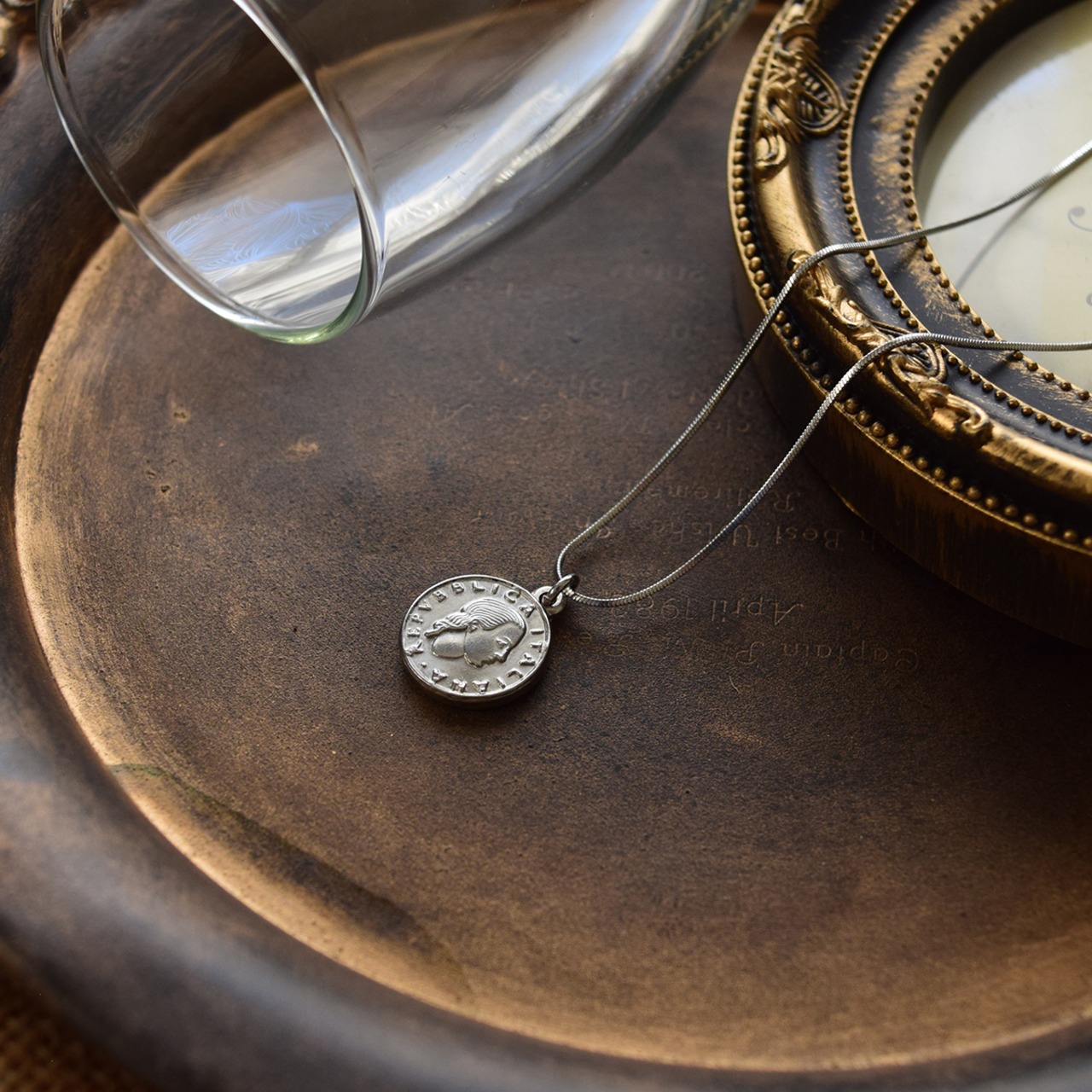 ステンレスイタリアコインスネーク細ネックレス