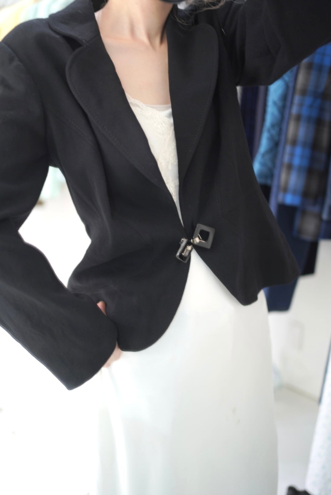 unique botton black jacket
