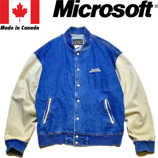 1点物◇カナダ製マイクロソフトITデニムスタジャン古着メンズXL