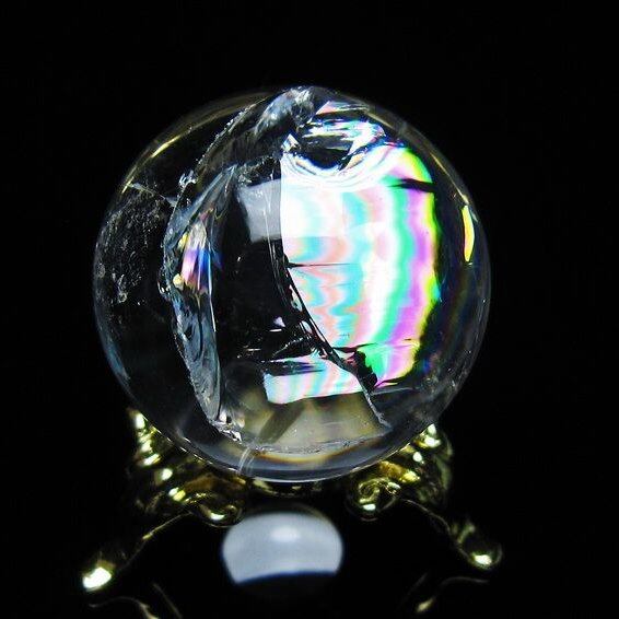 アイリスクォーツ 水晶 丸玉 虹入り 27mm スフィア 置物 水晶玉 一点物 141-7085