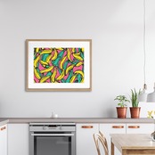 BANANA｜抽象バナナのカラフルアートポスター｜遊び心とモダンを両立した一枚｜額縁付き完成品｜国内生産｜A4ポスター