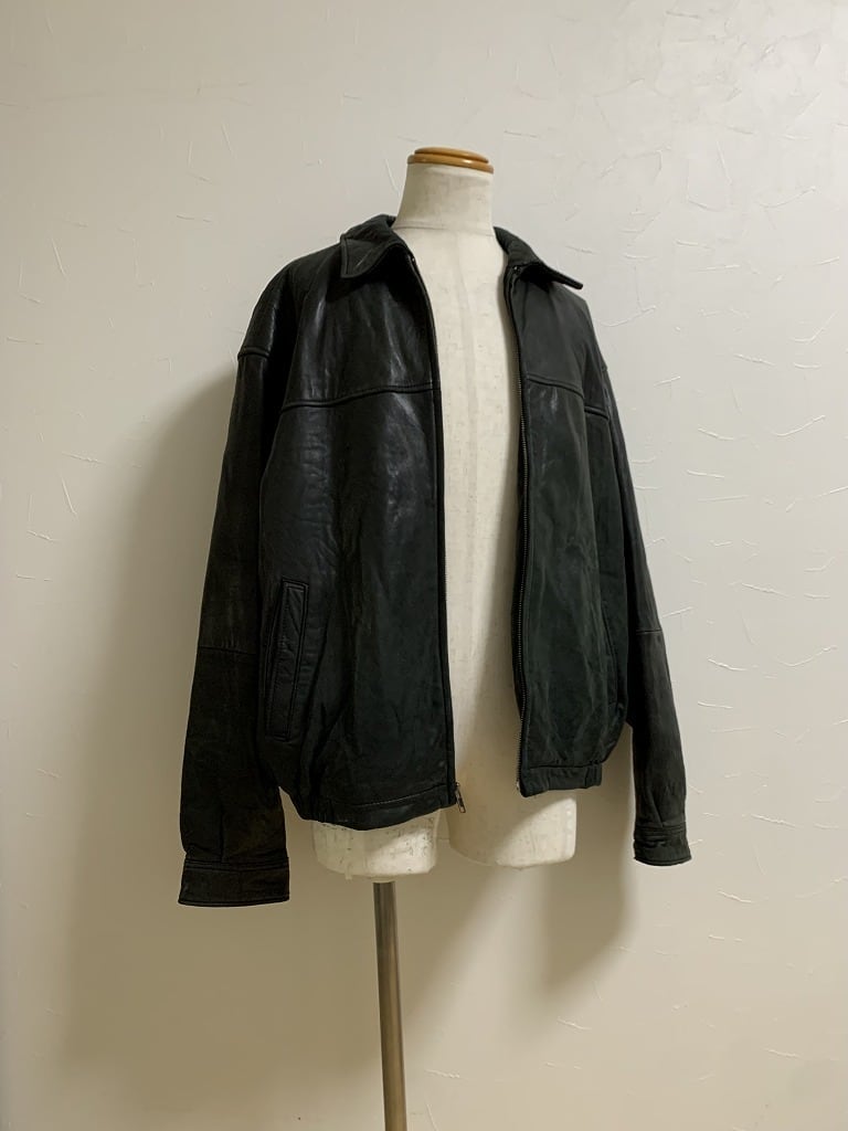 1980~90's Solid Color Leather Zip-Up Jacket