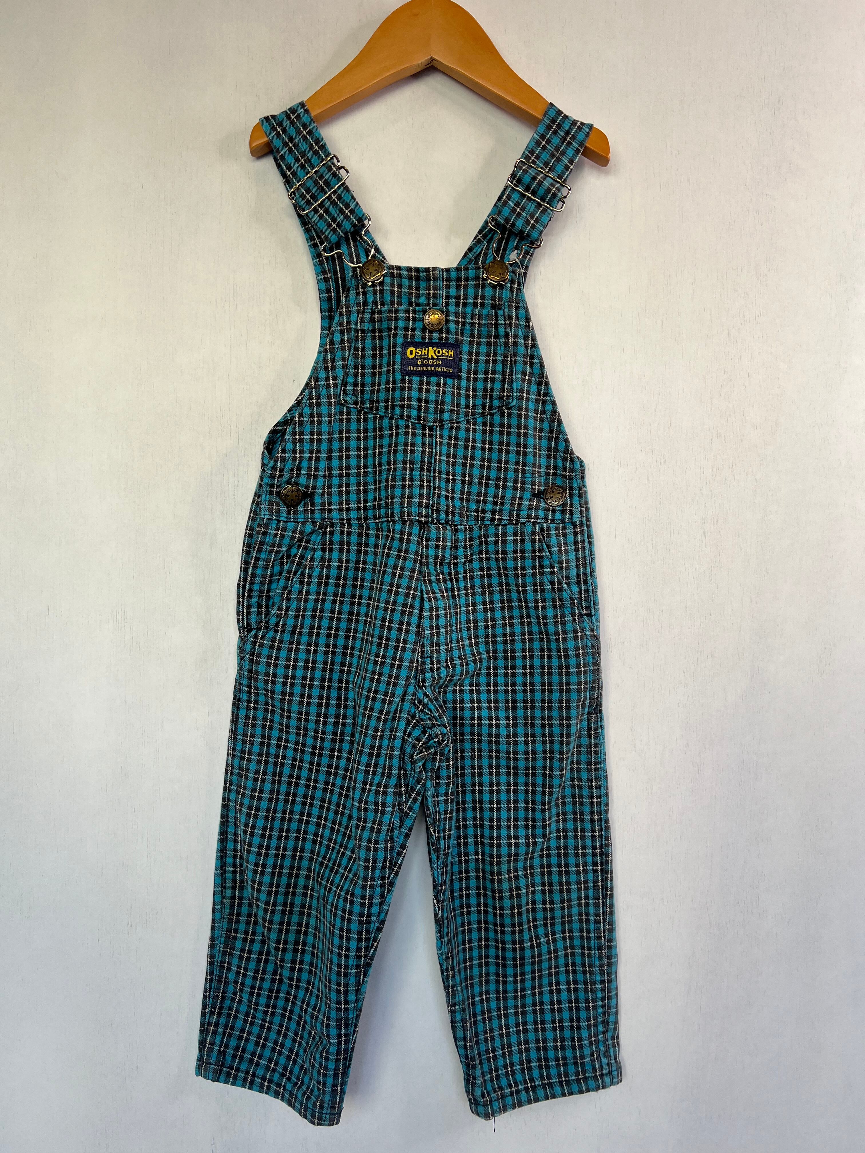 【95cm】VINTAGE 80's オシュコシュ チェック オーバーオール【10177】※