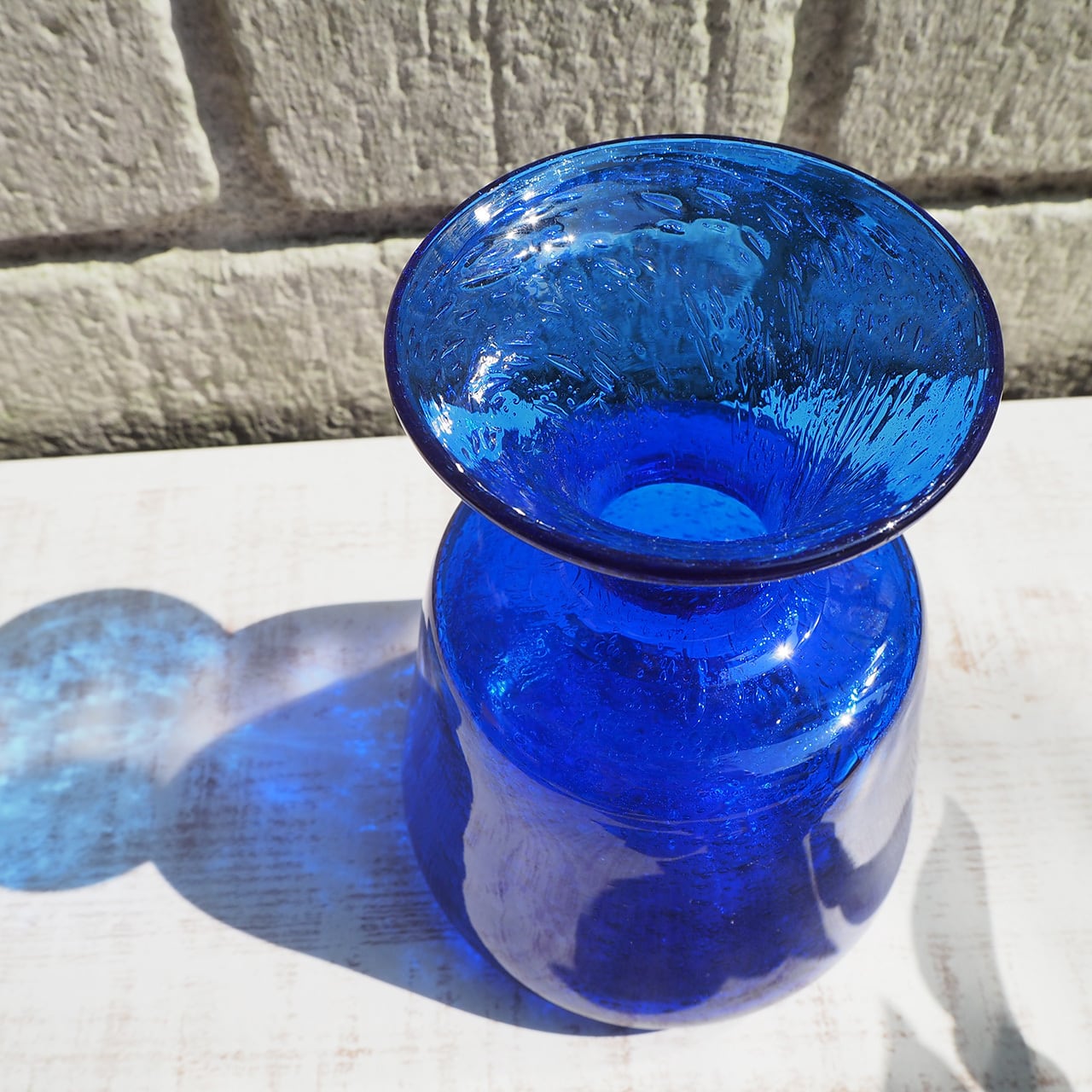 濃厚ブルーのフラワーベース／青色／花瓶／エリックホグラン／ガラス