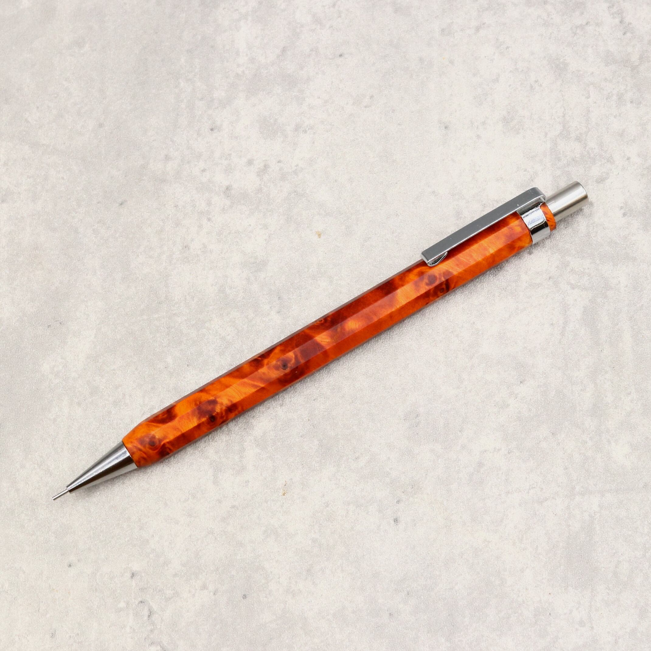 ハンドメイド木軸シャーペン、マルマン図案ペンケース ハンドメイド木軸シャーペン、マルマン図案ペンケース