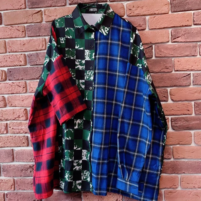 【超BIGシルエット】変則ブロッキングY-SHIRT