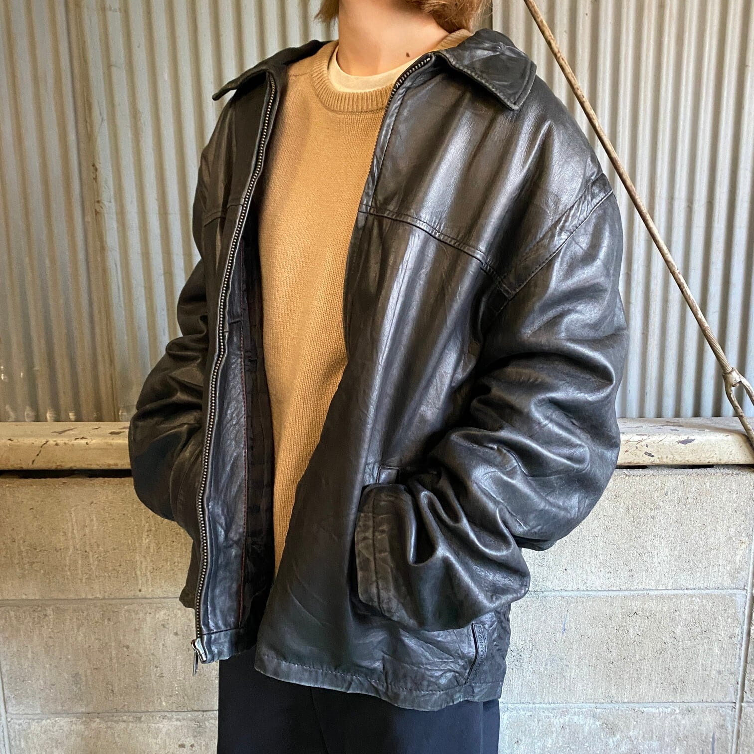 TOMMY HILFIGER トミーヒルフィガー レザージャケット 本革 メンズL  