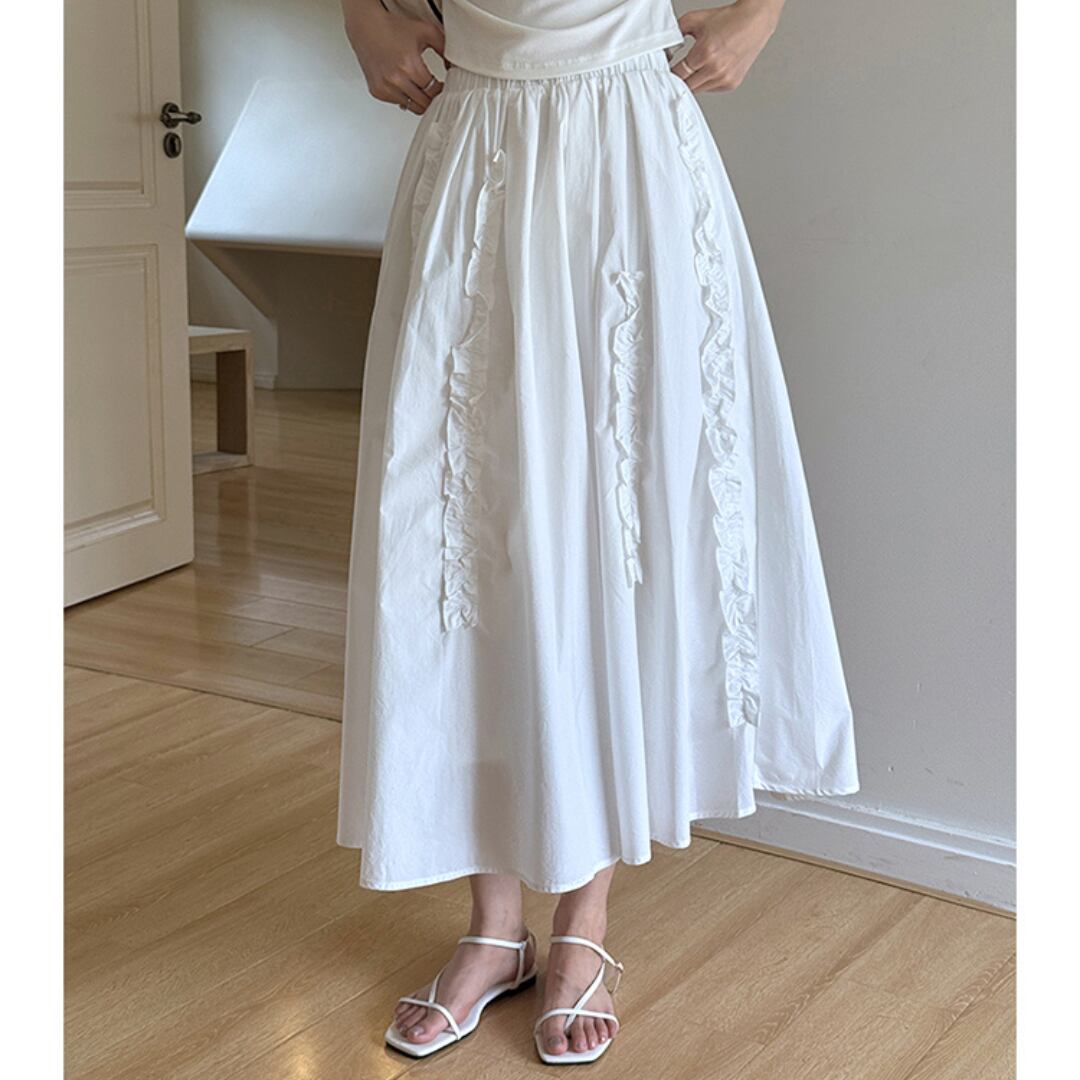 lace slim draped s line skirt