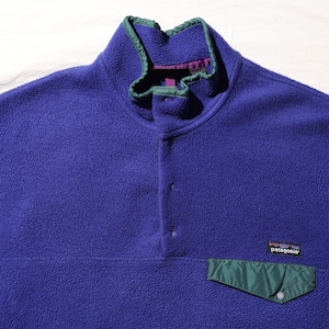 美品 L 93年 雪無し 旧肉厚個体 Blueberry ブルーベリー Synchilla Snap-T Patagonia シンチラ スナップT パタゴニア