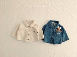 【valu bebe】ワッペンポイントシャツジャケット ミディアムブルー 70〜110cm