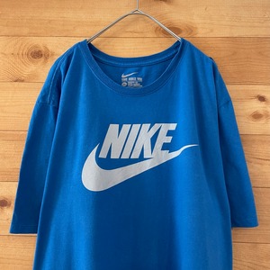 【NIKE】ロゴ プリント Tシャツ ブルー 難あり ナイキ XL us古着 アメリカ古着