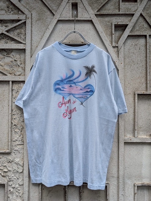 "HEART＆BEACH" spray tee / made in USA