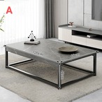 コーヒーテーブル 長方形 収納付き 大理石調 インダストリアル モダン リビング ローテーブル 二段 スチール脚 北欧 おしゃれ