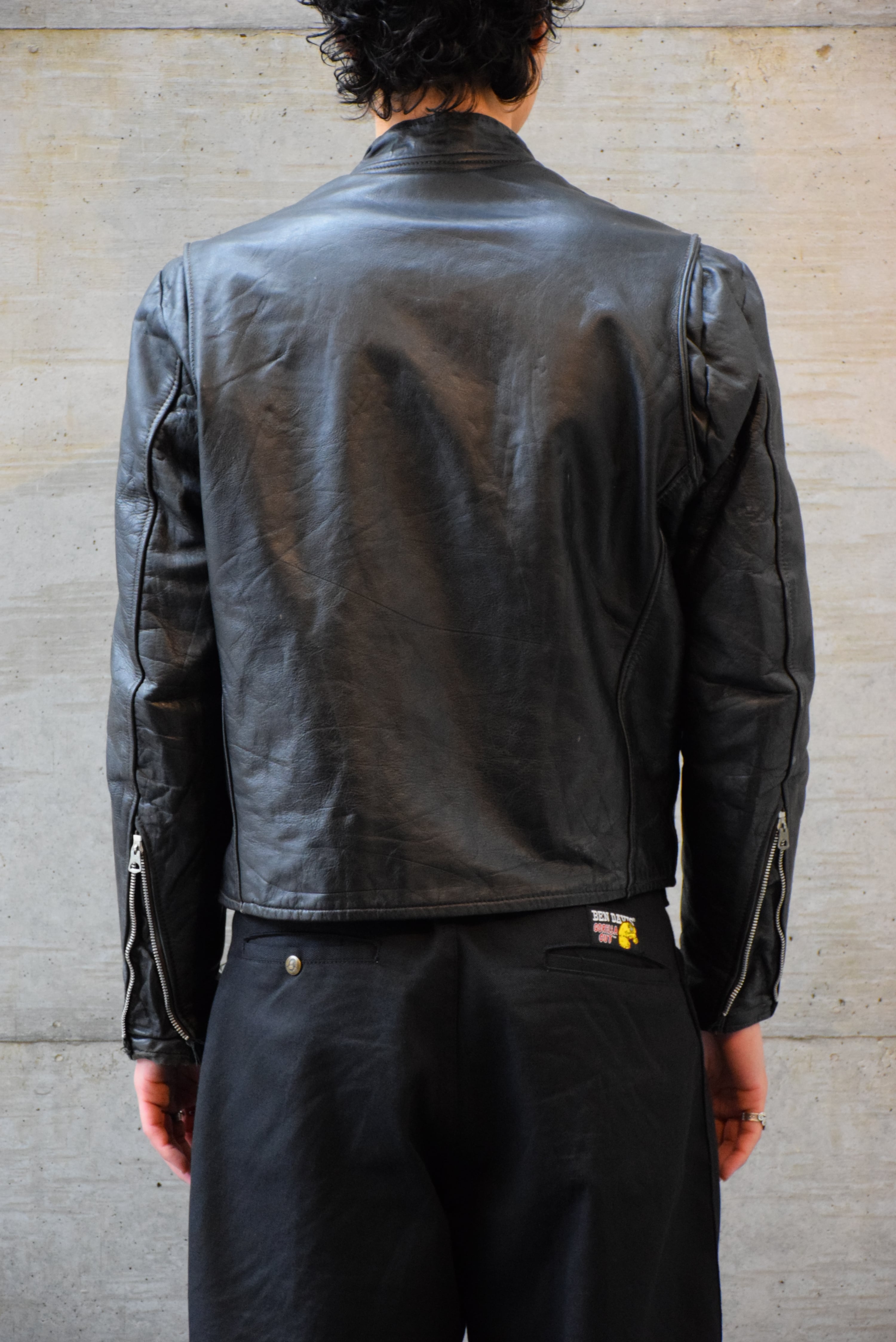 70's GENUINE LEATHER レザージャケット メンズ 40 ブラック