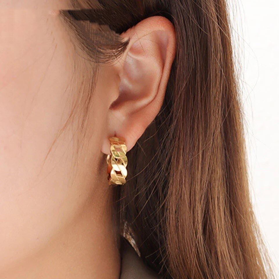 金アレ対応 ラウンドチェーンピアス (027)