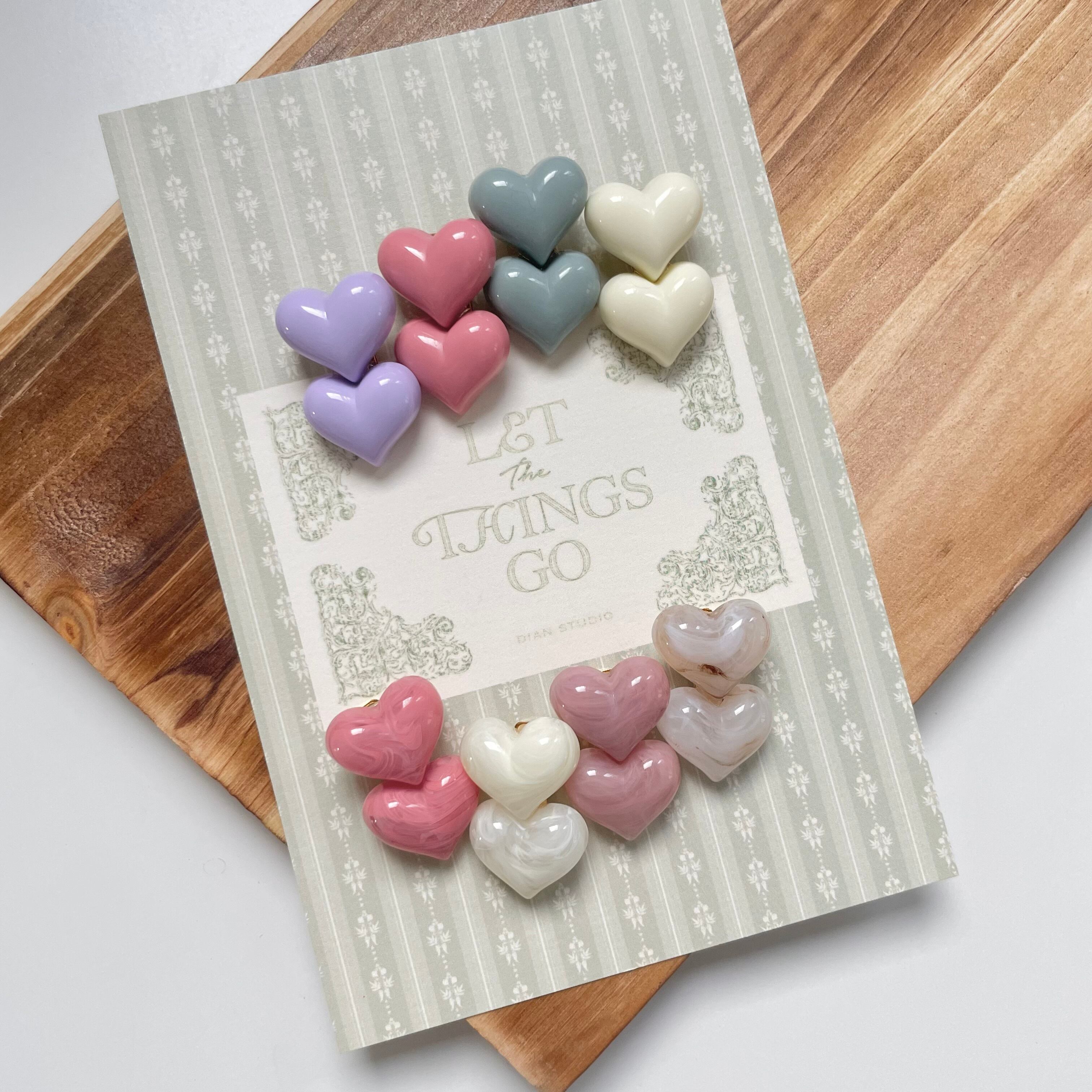 オリジナル 】新色8color - Heart double pin / 8色ハートピン