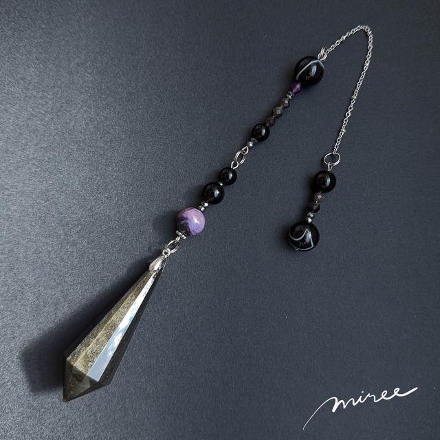 内なる叡智にアクセスするペンデュラム【ゴールデンオブシディアン×チャロアイト】golden obsidian pendulum_144