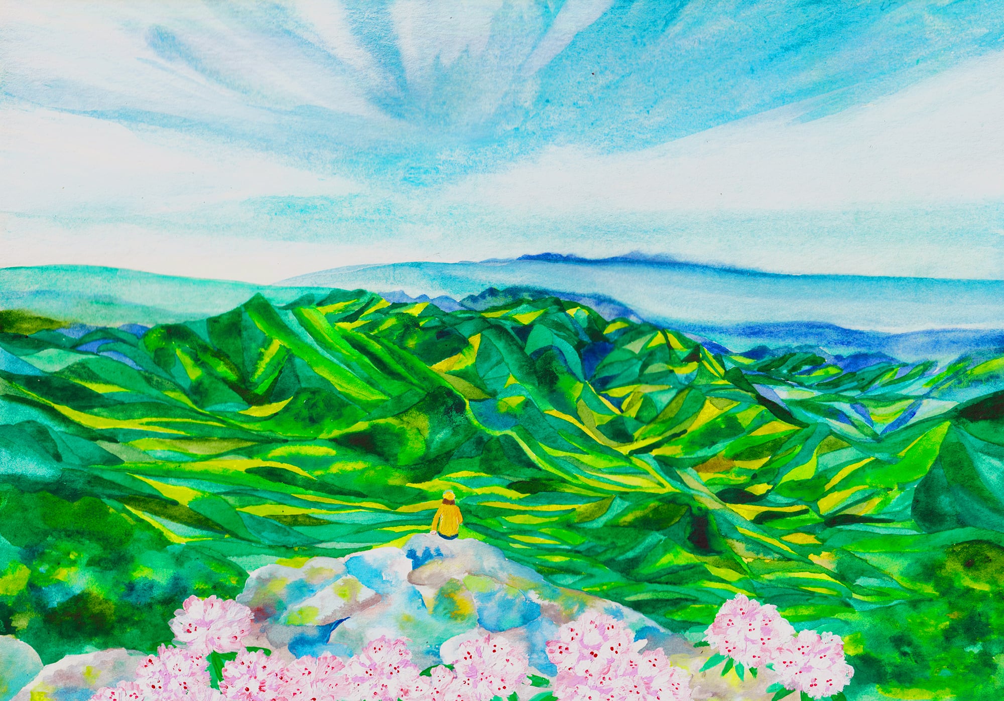 水彩画　くじゅう連山 原画』kujyu 九重連山 | soar