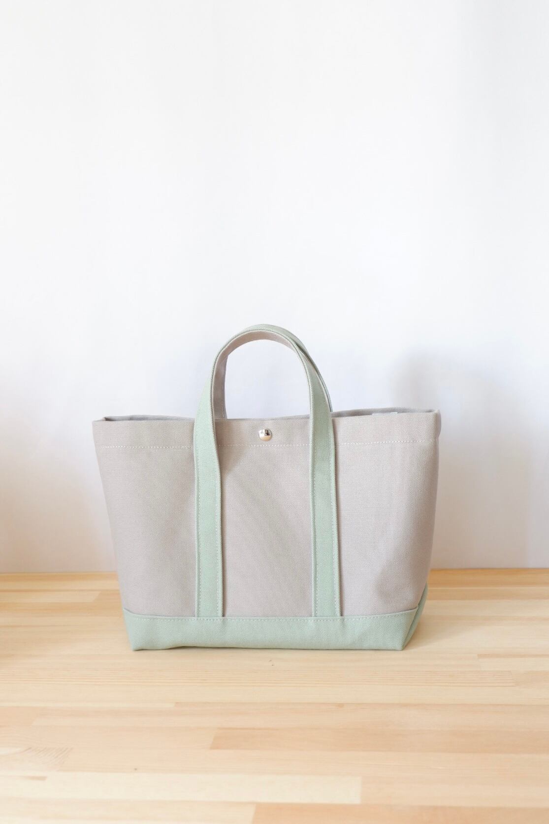 倉敷帆布のパステルトート ◇グレーバイカラー◇横長 | myu.handwork