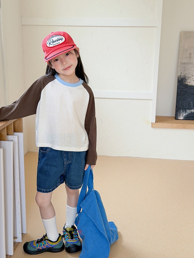 【KID】オーロラバックロゴデニムハーフパンツ - 8