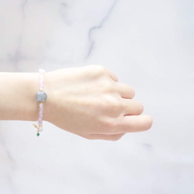 【Moon Lady Amethyst】亀甲天珠×ラベンダーアメシスト×ラブラドライト ブレスレット