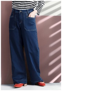 A*maran ストレッチデニムニットワイドパンツ/M.L/カーキ/909-5511