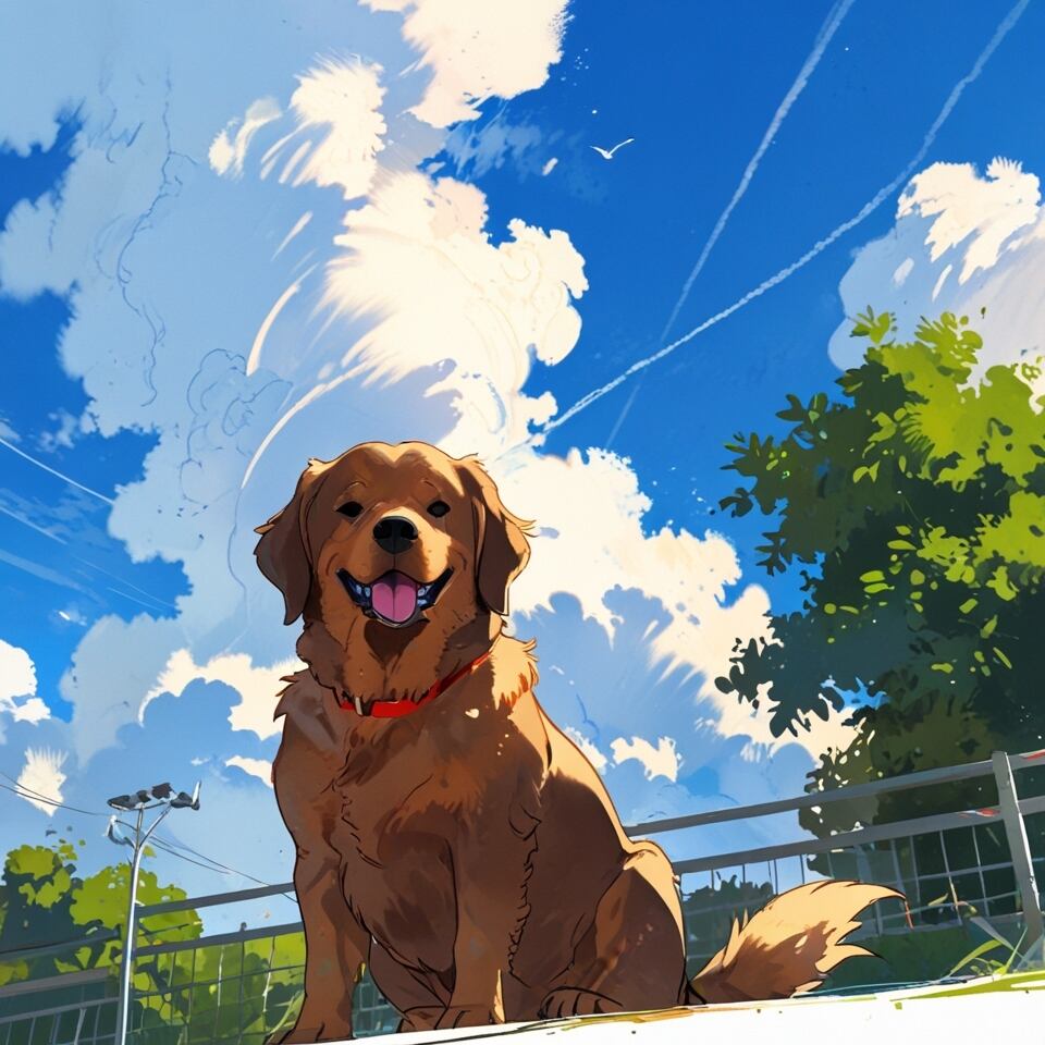 空を見上げる犬【AIイラスト】（20枚セット） | ImaginaryStock