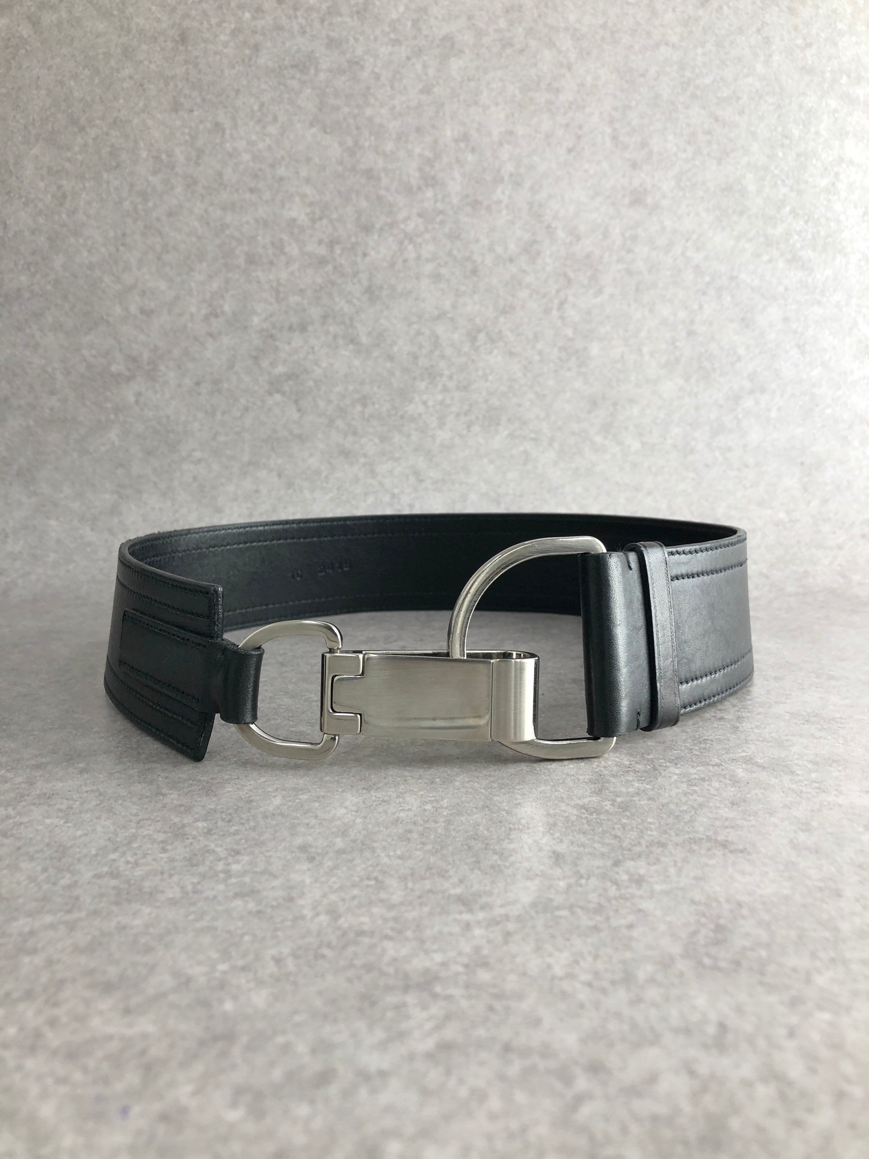 PRADA プラダ ベルト ブラック ロゴ レザー メタルバックル vintage ヴィンテージ オールド mverzc