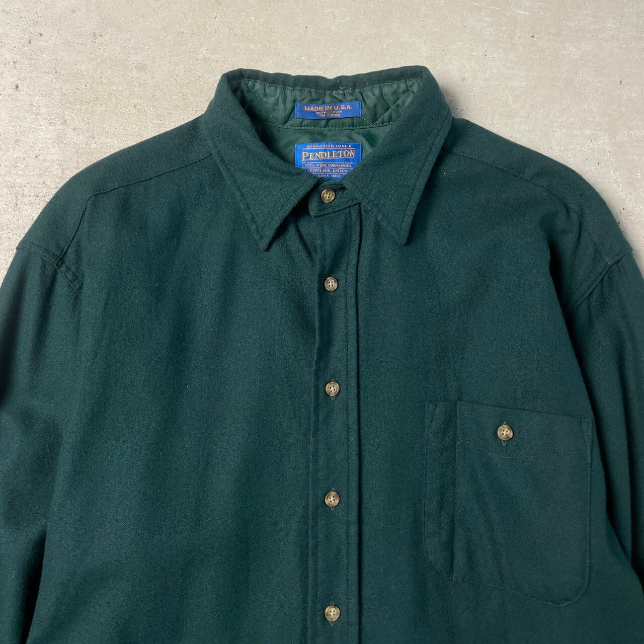 USA製 PENDLETON ペンドルトン 長袖ウールシャツ レザーエルボパッチ