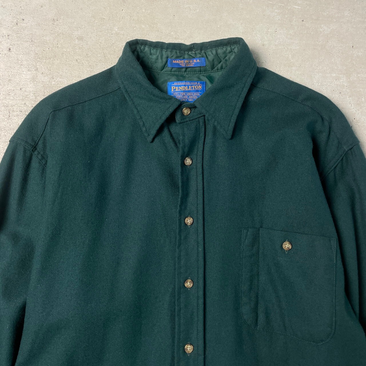 USA製 PENDLETON ペンドルトン 長袖ウールシャツ レザーエルボパッチ 
