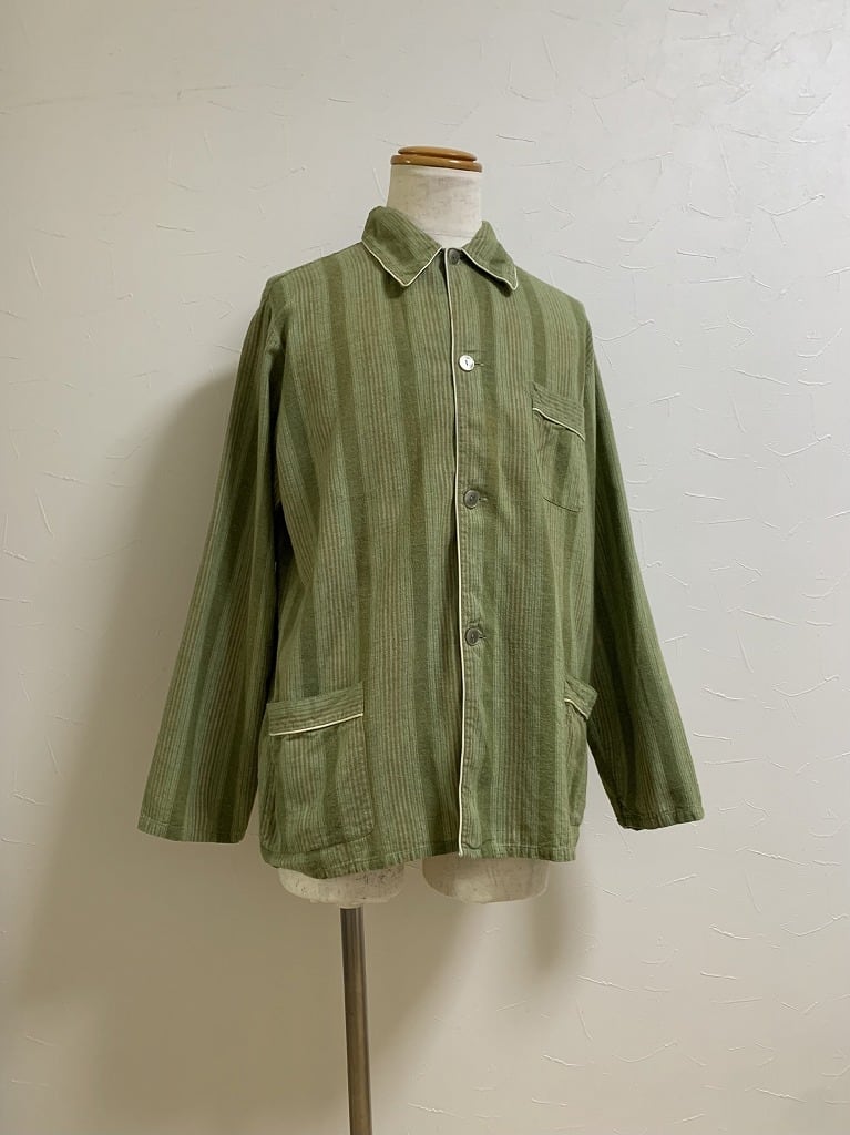 1970~80's Stripe Pattern Piping Design Pajama Shirt Jacket