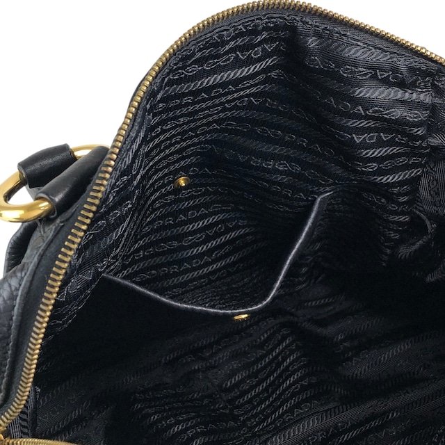 PRADA プラダ トートバッグ ブラック ロゴ レザー ラウンド vintage ヴィンテージ オールド 7zspmn