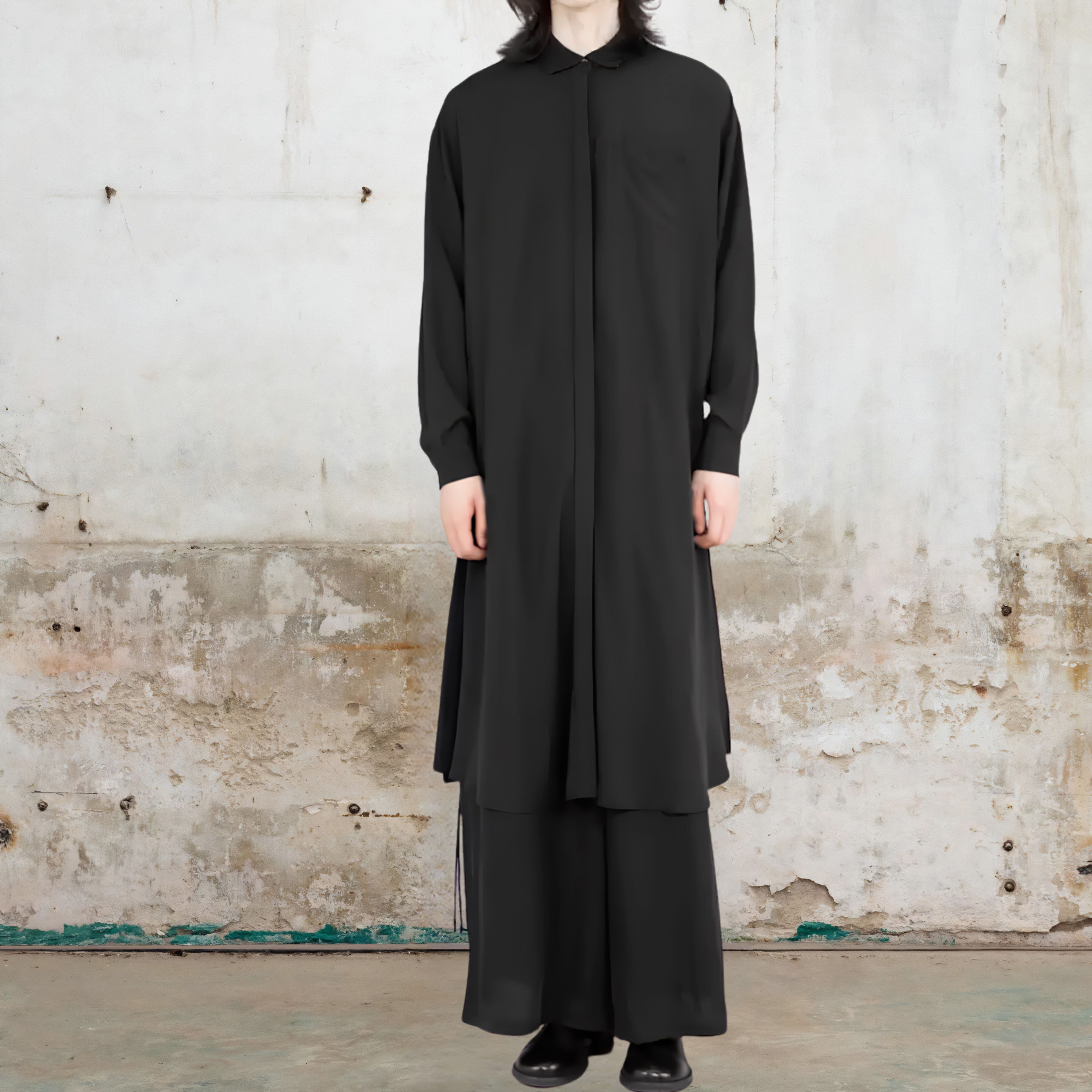 【ORV0075】Mid-Length Tencel Shirt, Flowy Unisex Coat