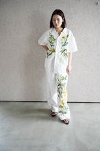 lace open collar shirt white yellow