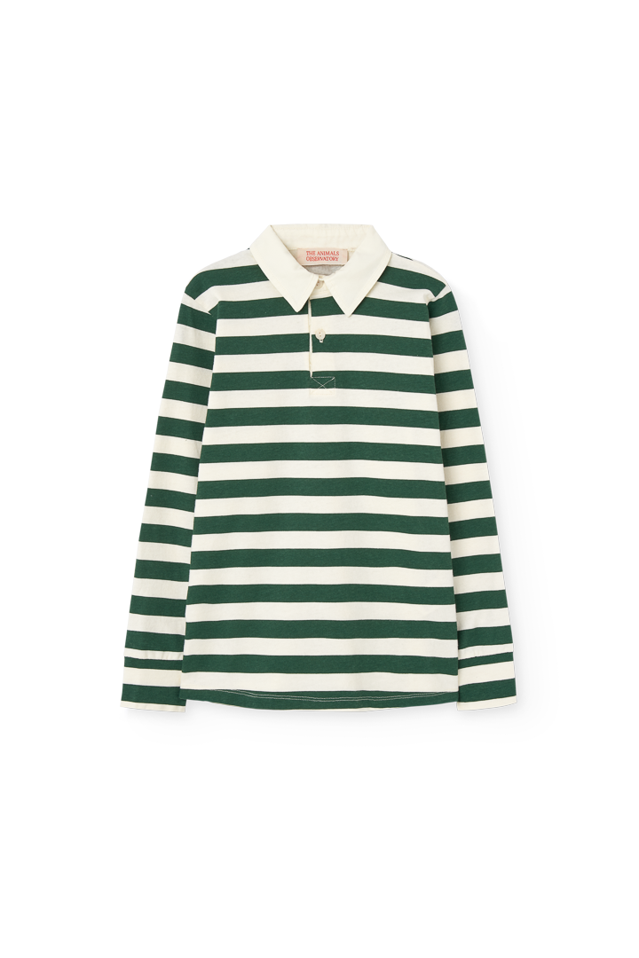 【25AW】the animals observatory(TAO)EEL KID POLO SHIRT green(4y/6y/8/10y/12y)長袖Tシャツ ポロ ボーダー ネイビー