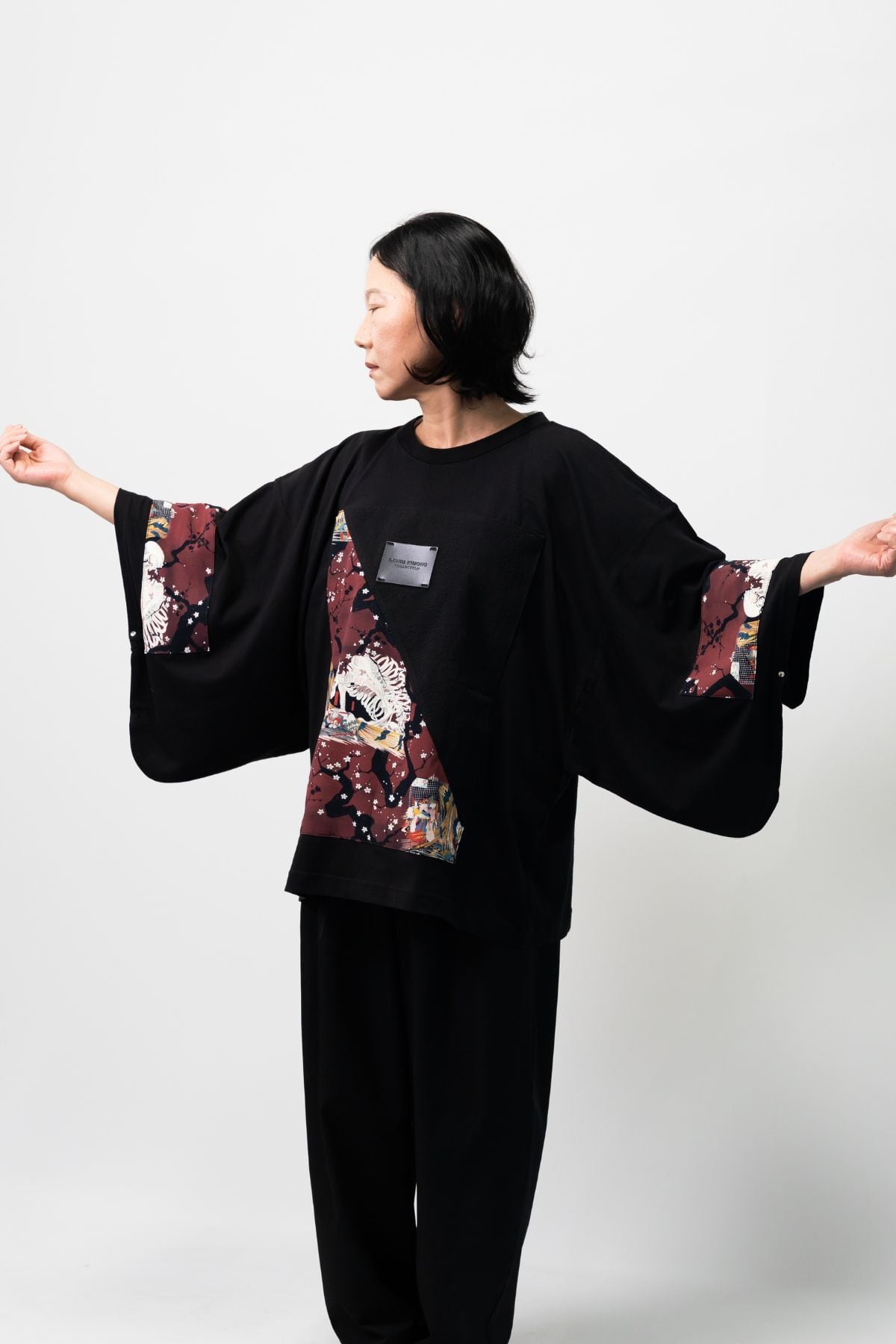 青木被服 KIMO NO T キモノット カットソー デニムポケット 長袖 黒 青木被服× KIMO NO T®︎】コラボレーション 