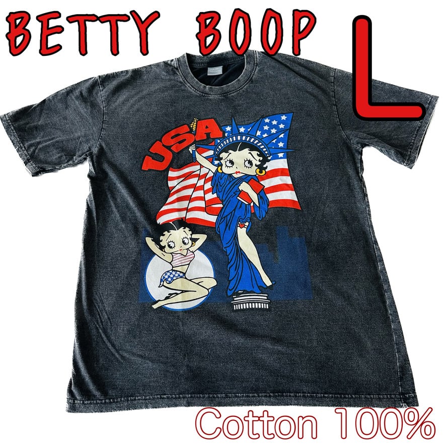 Tシャツ L ベティちゃんBETTY BOOP アメリカン 自由の女神 新品