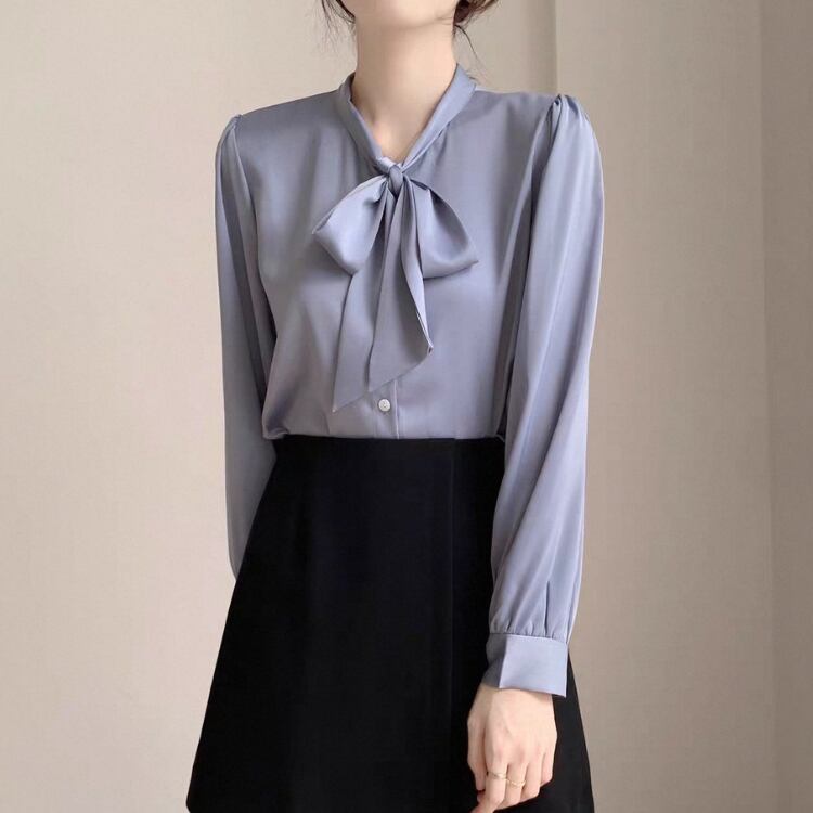 スタンドカラー ボウタイ ブラウス 4col N00065