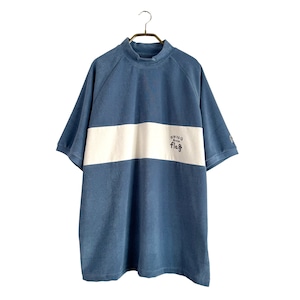 HIGH GAUGE PILE MOCK NECK SHIRT -BLUE-