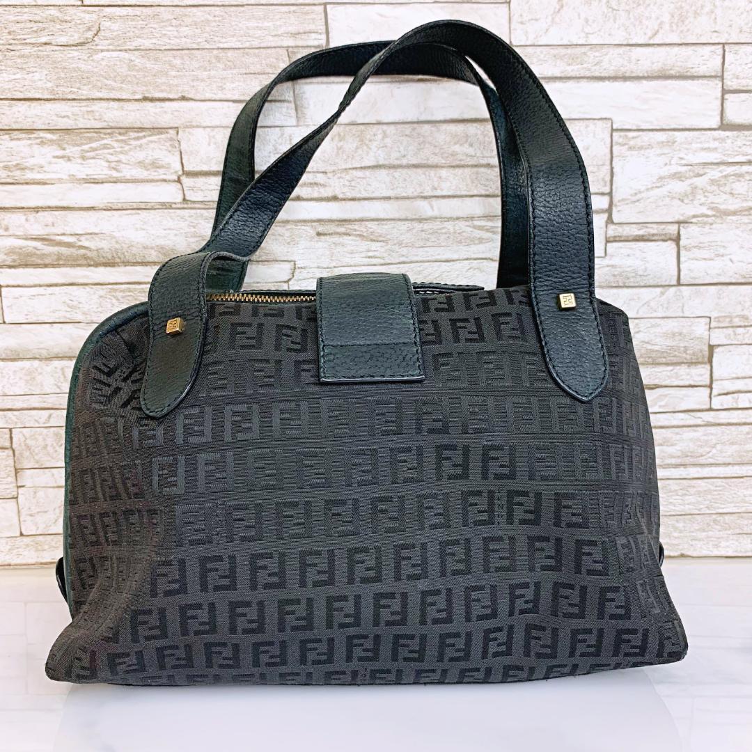 極美品】フェンディFENDIズッカ総柄 黒 肩掛けトートバッグ FF鑑定済