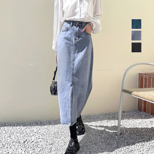 【日本倉庫即納】 デニムスカート スリット タイトスカート