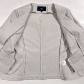 SHIPS Colors シップス シアサッカー ストライプ ノーカラー ジャケット M /レディース