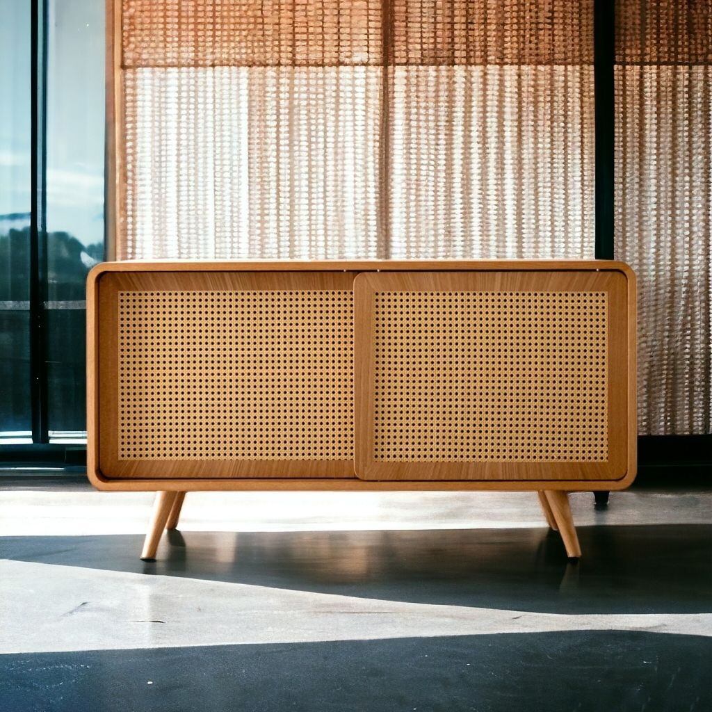 Rattan Cabinet Slide Door Natural / ラタンキャビネット 引き戸仕様